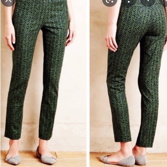 Anthropologie Ankle Leaf Print Pants - Picture 1 of 8